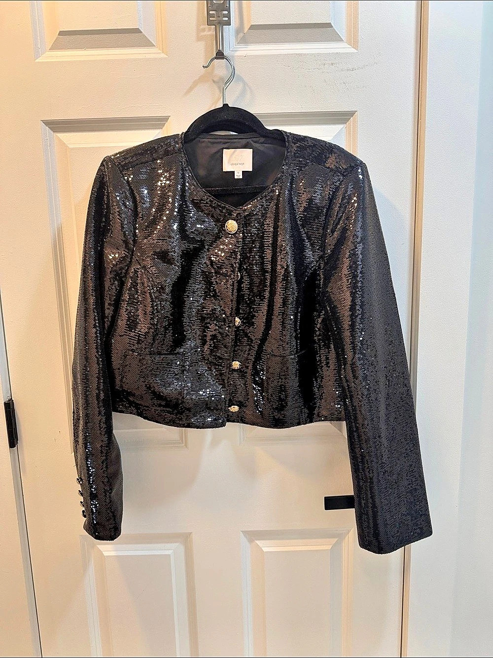 Cinq à Sept Randi Sequin Jacket Cropped Jacket Black Size 12